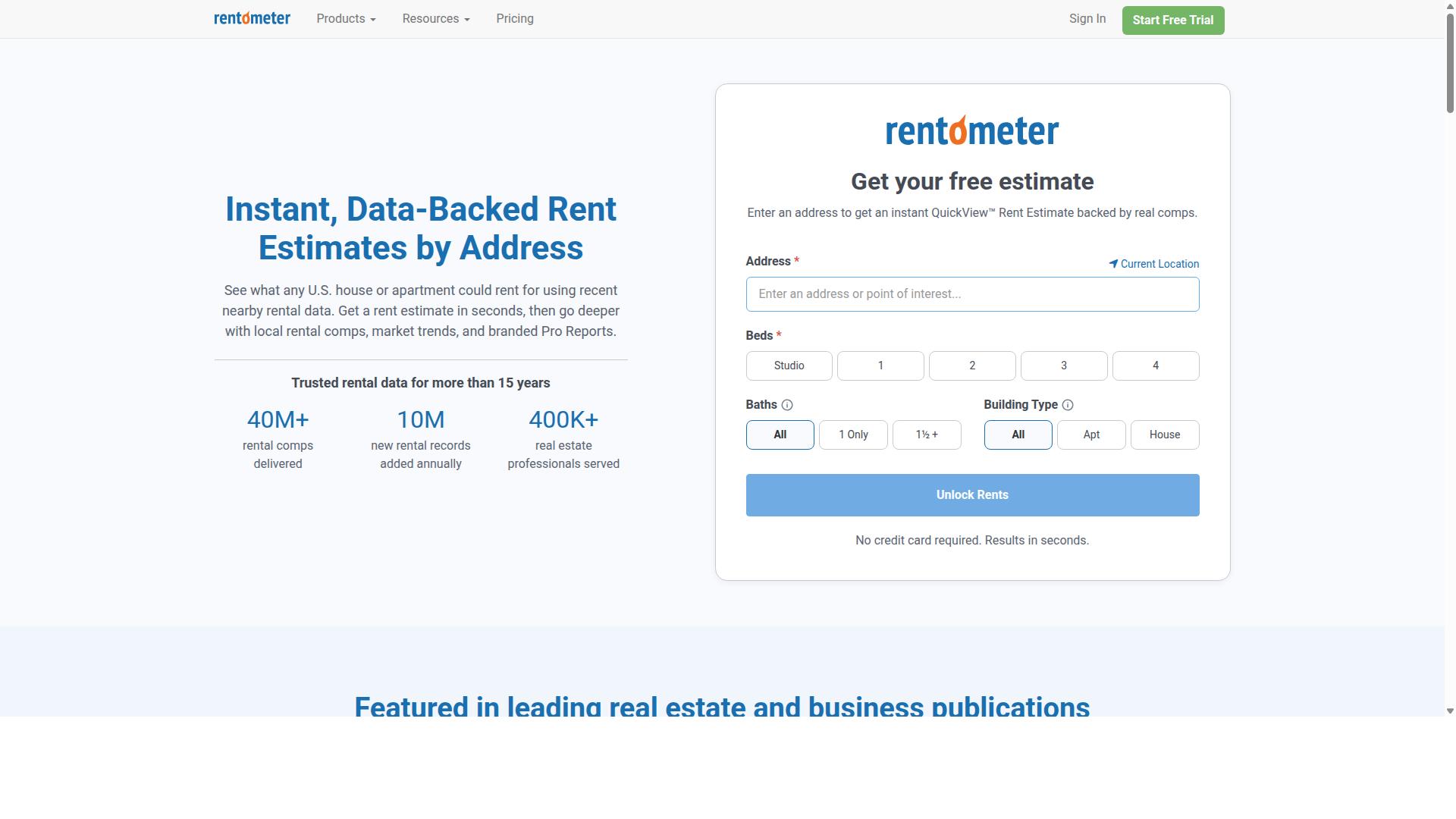 Rentometer website